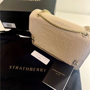 Strathberry Cream Croc Embossed Women's Bag